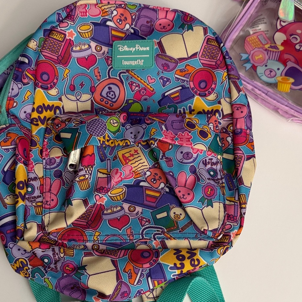 Disney Turning Red Loungefly Kids Backpack and Disney Clear Pouch